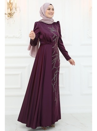 Maroon - Modest Evening Dress - Amine Hüma