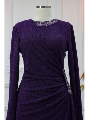 Purple - Modest Evening Dress - Amine Hüma