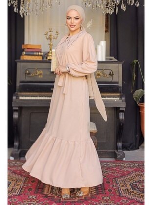 Stone Color - Modest Dress - Bestenur