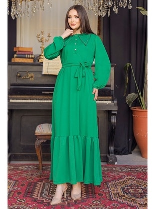 Green - Modest Dress - Bestenur