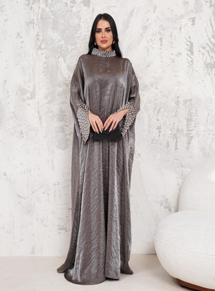 Dark Gray - Modest Evening Dress - Maymara