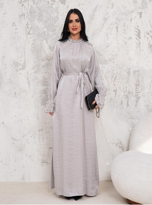Grey - Modest Evening Dress - Maymara