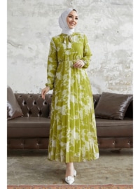 Olive Green - Fully Lined - Modest Dress