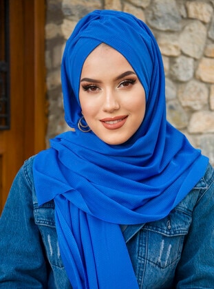 ساكس الأزرق - حجابات جاهزة - AİŞE TESETTÜR