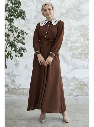 Bitter Chocolate - Round Collar - Modest Dress - InStyle