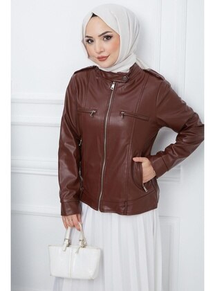 Brown - Jacket - Hafsa Mina