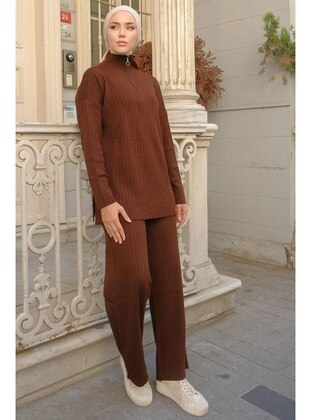 Brown - Knit Suits - Hafsa Mina