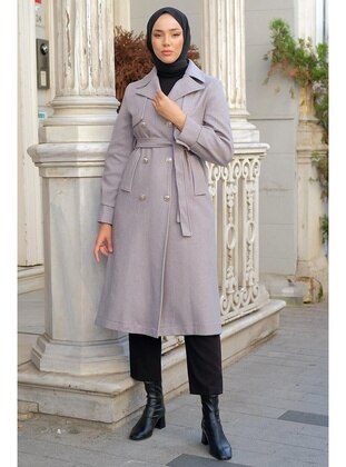 Grey - Coat - Hafsa Mina