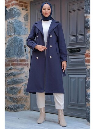 Navy Blue - Coat - Hafsa Mina
