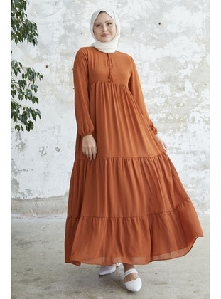 Brick Red - Fully Lined - Modest Dress - InStyle