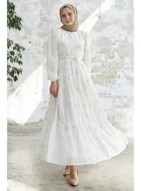 White - Fully Lined - Modest Dress