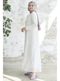 White - Fully Lined - Modest Dress