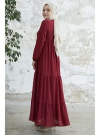 Burgundy - Fully Lined - Modest Dress