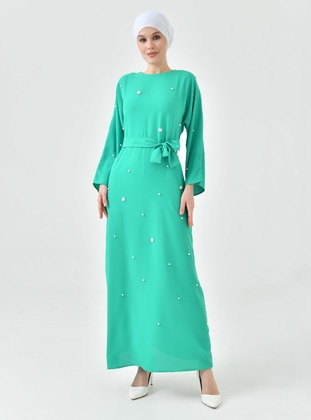 Green - Modest Dress - Tuncay