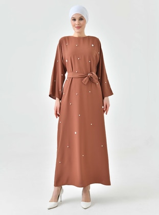 Brown - Modest Dress - Tuncay