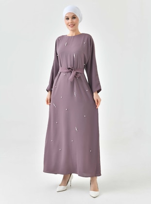 Brown - Modest Dress - Tuncay