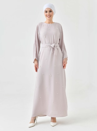 Stone Color - Modest Dress - Tuncay