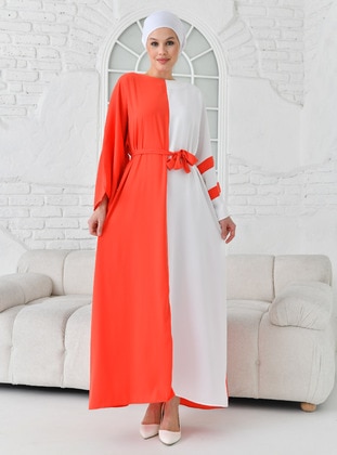 Orange - Modest Dress - Filizzade