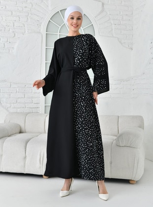 Black - Modest Dress - Filizzade