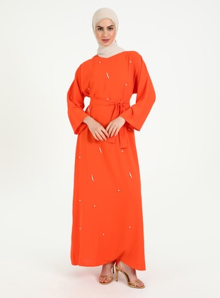 Orange - Modest Dress - Tuncay