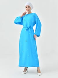 Blaues Hijab Kleid - Elegantes Design Blau