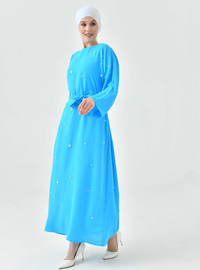 Blaues Hijab Kleid - Elegantes Design Blau