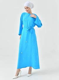 Blaues Hijab Kleid - Elegantes Design Blau