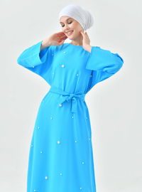 Blaues Hijab Kleid - Elegantes Design Blau