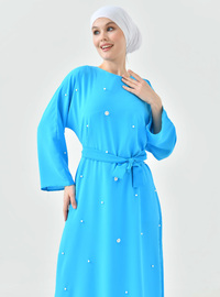 Blaues Hijab Kleid - Elegantes Design Blau