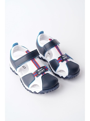 Navy Blue - White - Kids Sandals - Muggo