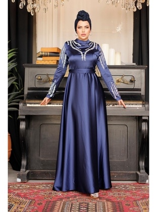 Navy Blue - 1000gr - Modest Evening Dress - Hakimoda