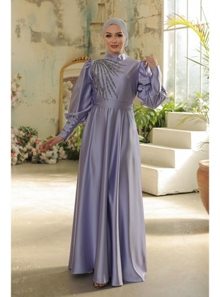 Lilac - 600gr - Modest Evening Dress - Hakimoda