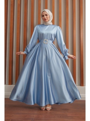 Blue - Modest Evening Dress - Hakimoda