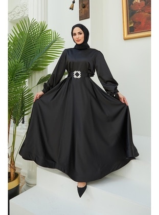 Black - Modest Evening Dress - Hakimoda