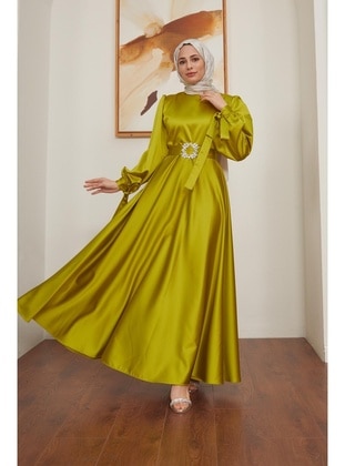 Olive Green - Modest Evening Dress - Hakimoda