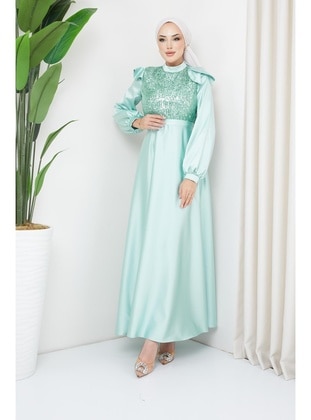 Mint Green - Modest Evening Dress - Hakimoda