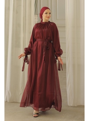 Burgundy - 1000gr - Modest Evening Dress - Hakimoda