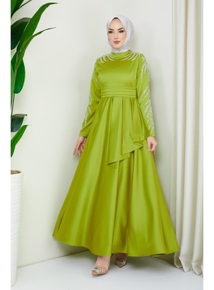 Olive Green - Modest Evening Dress - Hakimoda