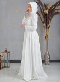 White - White - Modest Evening Dress