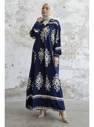Navy Blue - Unlined - Modest Dress - InStyle