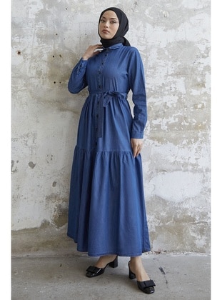 Blue - Unlined - Modest Dress - InStyle