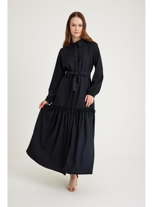 Black - Modest Dress - Olcay