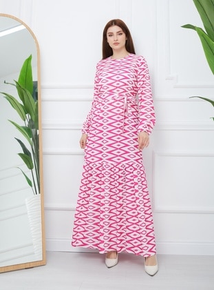 Pink - Modest Dress - Olcay