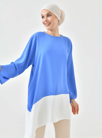 Asymmetrische Tunika Blau Weiß
