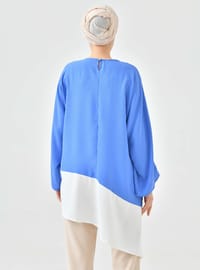 Asymmetrische Tunika Blau Weiß