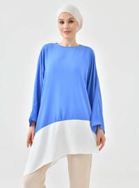 Asymmetrische Tunika Blau Weiß