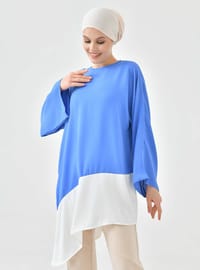 Asymmetrische Tunika Blau Weiß