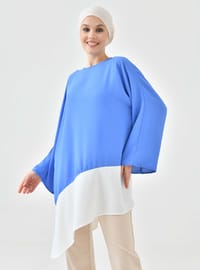Asymmetrische Tunika Blau Weiß