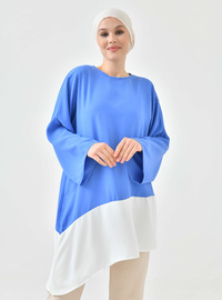 Asymmetrische Tunika Blau Weiß