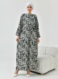 Wasser Muster Hijab Kleid Schwarz